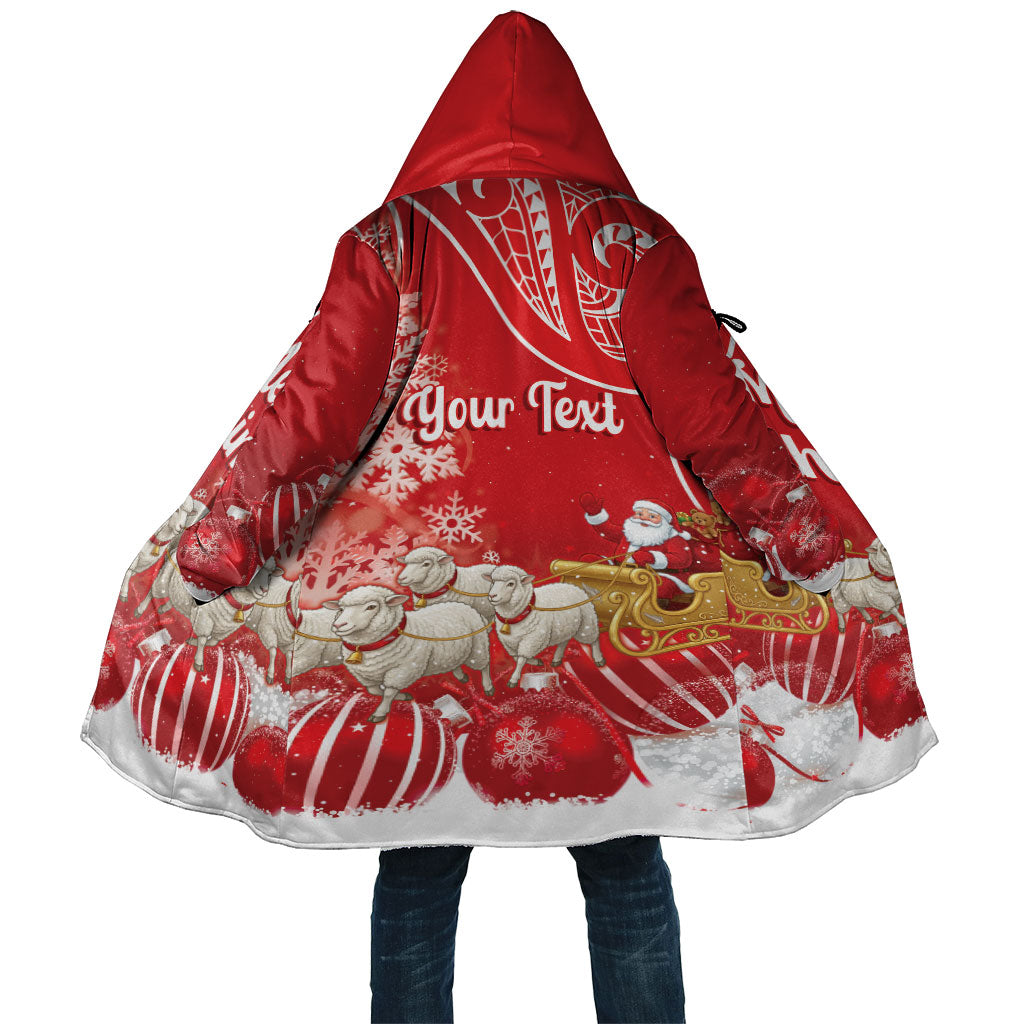 New Zealand Christmas In July Personalised Cloak Funny Santa Sheep Meri Kirihimete Red LT14 Unisex Red - Polynesian Pride