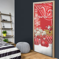 New Zealand Christmas In July Personalised Door Cover Funny Santa Sheep Meri Kirihimete Red LT14 - Polynesian Pride
