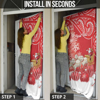 New Zealand Christmas In July Personalised Door Cover Funny Santa Sheep Meri Kirihimete Red LT14 - Polynesian Pride