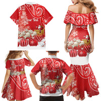 New Zealand Christmas In July Personalised Family Matching Mermaid Dress and Hawaiian Shirt Funny Santa Sheep Meri Kirihimete Red LT14 - Polynesian Pride