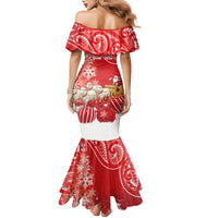 New Zealand Christmas In July Personalised Family Matching Mermaid Dress and Hawaiian Shirt Funny Santa Sheep Meri Kirihimete Red LT14 - Polynesian Pride