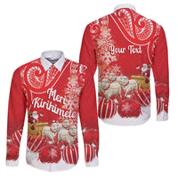 New Zealand Christmas In July Personalised Family Matching Off Shoulder Maxi Dress and Hawaiian Shirt Funny Santa Sheep Meri Kirihimete Red LT14 Dad's Shirt - Long Sleeve Red - Polynesian Pride
