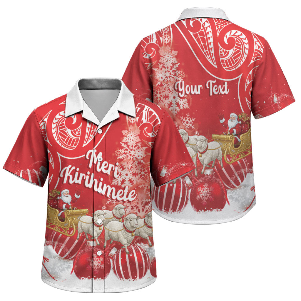 New Zealand Christmas In July Personalised Family Matching Off Shoulder Maxi Dress and Hawaiian Shirt Funny Santa Sheep Meri Kirihimete Red LT14 Son's Shirt Red - Polynesian Pride