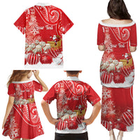 New Zealand Christmas In July Personalised Family Matching Puletasi and Hawaiian Shirt Funny Santa Sheep Meri Kirihimete Red LT14 - Polynesian Pride