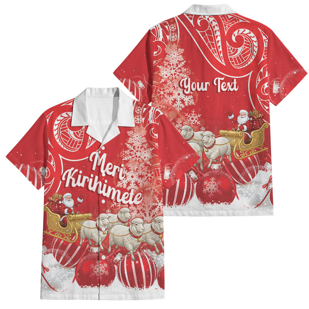 New Zealand Christmas In July Personalised Family Matching Tank Maxi Dress and Hawaiian Shirt Funny Santa Sheep Meri Kirihimete Red LT14 Dad's Shirt - Short Sleeve Red - Polynesian Pride
