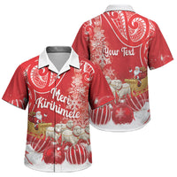 New Zealand Christmas In July Personalised Family Matching Tank Maxi Dress and Hawaiian Shirt Funny Santa Sheep Meri Kirihimete Red LT14 Son's Shirt Red - Polynesian Pride