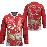 New Zealand Christmas In July Personalised Hockey Jersey Funny Santa Sheep Meri Kirihimete Red LT14 - Polynesian Pride