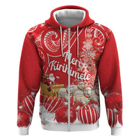 New Zealand Christmas In July Personalised Hoodie Funny Santa Sheep Meri Kirihimete Red LT14 Zip Hoodie Red - Polynesian Pride