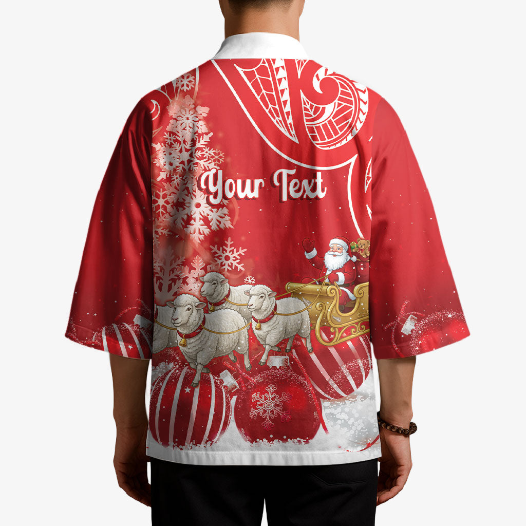 New Zealand Christmas In July Personalised Kimono Funny Santa Sheep Meri Kirihimete Red