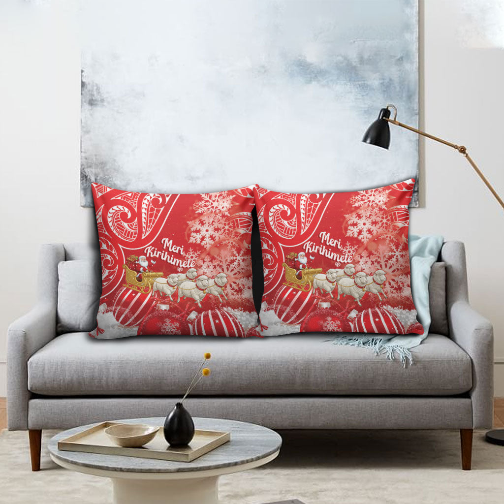 New Zealand Christmas In July Pillow Cover Funny Santa Sheep Meri Kirihimete Red LT14 - Polynesian Pride