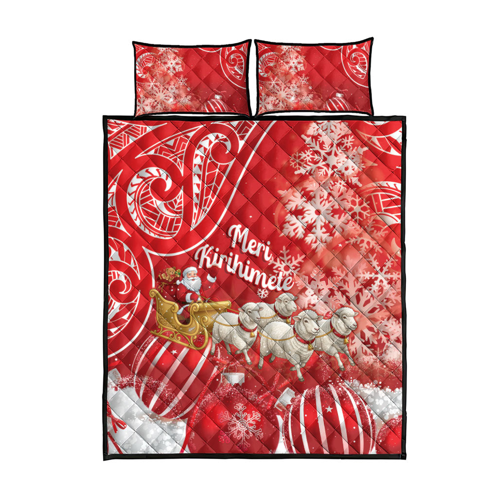 New Zealand Christmas In July Quilt Bed Set Funny Santa Sheep Meri Kirihimete Red LT14 - Polynesian Pride