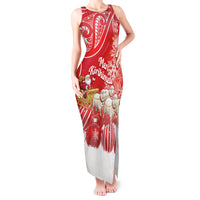 New Zealand Christmas In July Personalised Tank Maxi Dress Funny Santa Sheep Meri Kirihimete Red LT14 Women Red - Polynesian Pride
