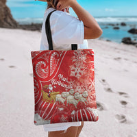 New Zealand Christmas In July Tote Bag Funny Santa Sheep Meri Kirihimete Red LT14 - Polynesian Pride
