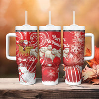 New Zealand Christmas In July Personalised Tumbler With Handle Funny Santa Sheep Meri Kirihimete Red LT14 - Polynesian Pride