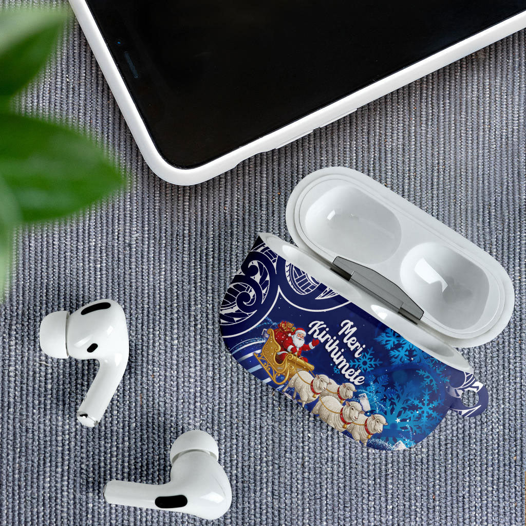 New Zealand Christmas In July AirPods Case Funny Santa Sheep Meri Kirihimete Blue LT14 - Polynesian Pride