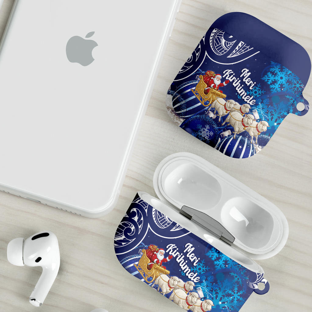 New Zealand Christmas In July AirPods Case Funny Santa Sheep Meri Kirihimete Blue LT14 - Polynesian Pride