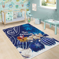 New Zealand Christmas In July Area Rug Funny Santa Sheep Meri Kirihimete Blue LT14 - Polynesian Pride