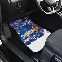 New Zealand Christmas In July Personalised Car Mats Funny Santa Sheep Meri Kirihimete Blue LT14 - Polynesian Pride