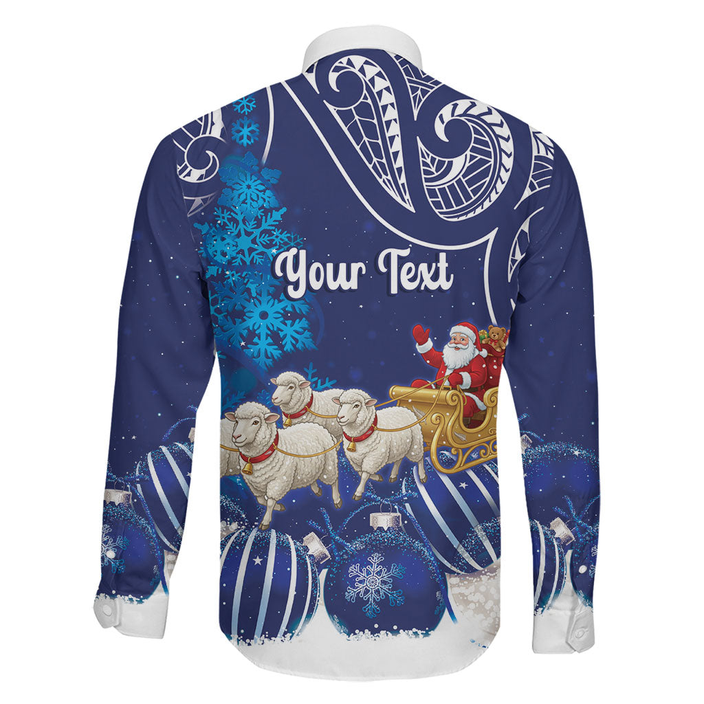 New Zealand Christmas In July Personalised Family Matching Long Sleeve Bodycon Dress and Hawaiian Shirt Funny Santa Sheep Meri Kirihimete Blue LT14 - Polynesian Pride