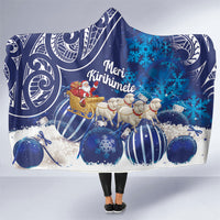 New Zealand Christmas In July Hooded Blanket Funny Santa Sheep Meri Kirihimete Blue LT14 One Size Blue - Polynesian Pride