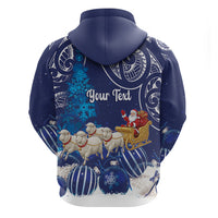 New Zealand Christmas In July Personalised Hoodie Funny Santa Sheep Meri Kirihimete Blue LT14 - Polynesian Pride
