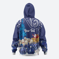 New Zealand Christmas In July Personalised Hoodie Funny Santa Sheep Meri Kirihimete Blue LT14 - Polynesian Pride