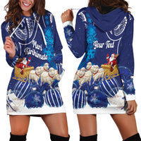 New Zealand Christmas In July Personalised Hoodie Dress Funny Santa Sheep Meri Kirihimete Blue LT14 - Polynesian Pride