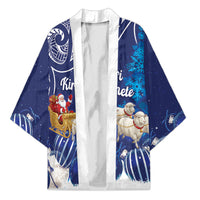 New Zealand Christmas In July Personalised Kimono Funny Santa Sheep Meri Kirihimete Blue