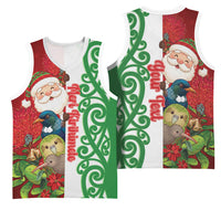Meri Kirihimete New Zealand Personalised Basketball Jersey Cute Santa NZ Animals and Pohutukawa LT14 - Polynesian Pride