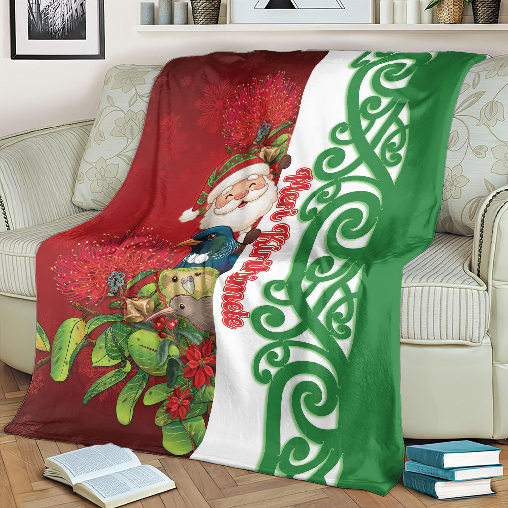 Meri Kirihimete New Zealand Blanket Cute Santa NZ Animals and Pohutukawa
