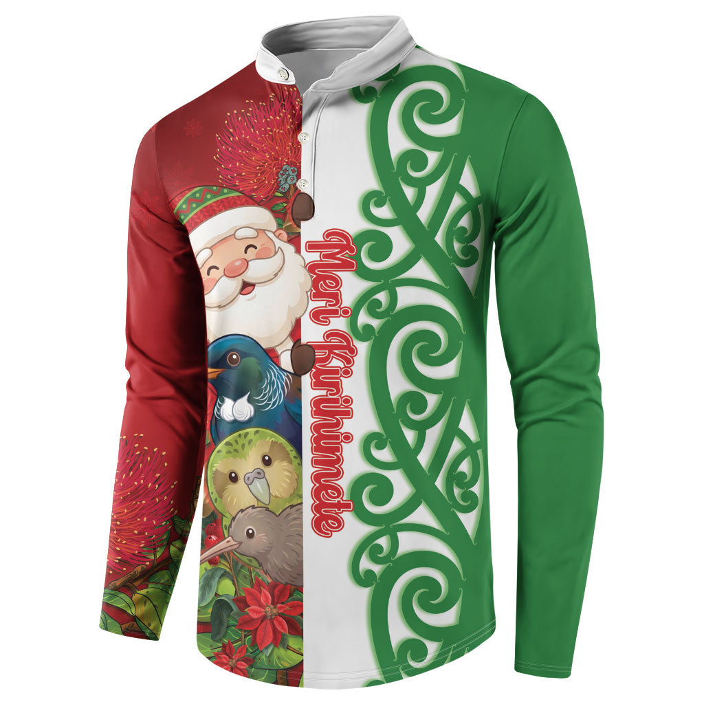 Meri Kirihimete New Zealand Personalised Button Sweatshirt Cute Santa NZ Animals and Pohutukawa
