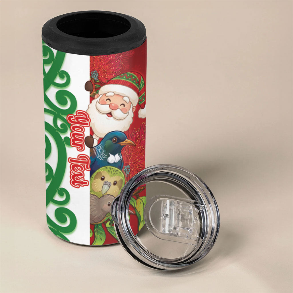Meri Kirihimete New Zealand Personalised 4 in 1 Can Cooler Tumbler Cute Santa NZ Animals and Pohutukawa LT14 - Polynesian Pride