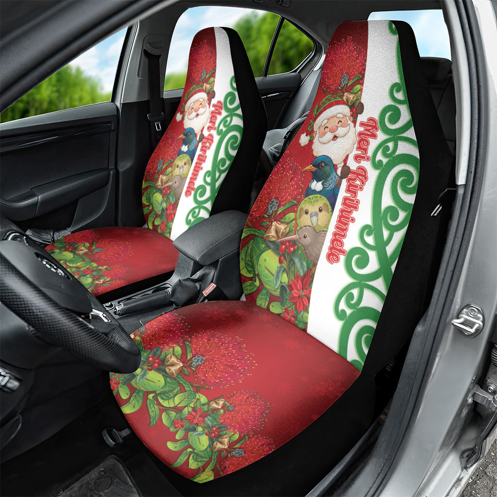 Meri Kirihimete New Zealand Car Seat Cover Cute Santa NZ Animals and Pohutukawa LT14 - Polynesian Pride