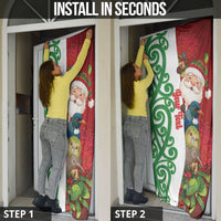 Meri Kirihimete New Zealand Personalised Door Cover Cute Santa NZ Animals and Pohutukawa LT14 - Polynesian Pride