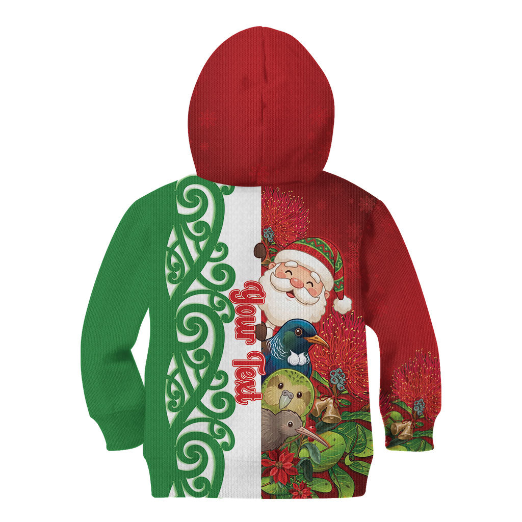 Meri Kirihimete New Zealand Personalised Kid Hoodie Cute Santa NZ Animals and Pohutukawa LT14 - Polynesian Pride