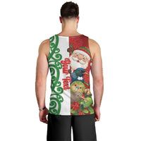 Meri Kirihimete New Zealand Personalised Men Tank Top Cute Santa NZ Animals and Pohutukawa LT14 - Polynesian Pride