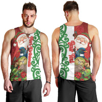Meri Kirihimete New Zealand Personalised Men Tank Top Cute Santa NZ Animals and Pohutukawa LT14 - Polynesian Pride