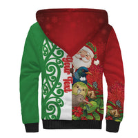 Meri Kirihimete New Zealand Personalised Sherpa Hoodie Cute Santa NZ Animals and Pohutukawa LT14 - Polynesian Pride