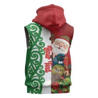 Meri Kirihimete New Zealand Personalised Sleeveless Zip Hoodie Cute Santa NZ Animals and Pohutukawa LT14 - Polynesian Pride