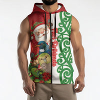 Meri Kirihimete New Zealand Personalised Sleeveless Zip Hoodie Cute Santa NZ Animals and Pohutukawa LT14 - Polynesian Pride