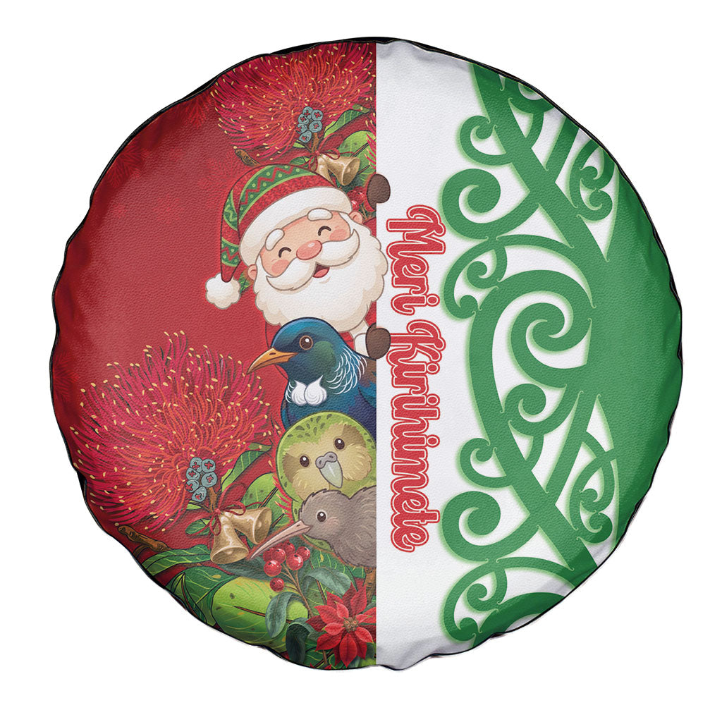 Meri Kirihimete New Zealand Spare Tire Cover Cute Santa NZ Animals and Pohutukawa LT14 - Polynesian Pride