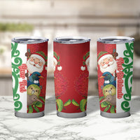 Meri Kirihimete New Zealand Personalised Tumbler Cup Cute Santa NZ Animals and Pohutukawa LT14 - Polynesian Pride