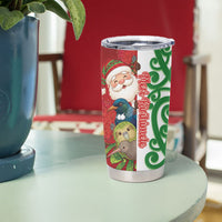 Meri Kirihimete New Zealand Personalised Tumbler Cup Cute Santa NZ Animals and Pohutukawa LT14 - Polynesian Pride