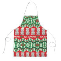 New Zealand Christmas In July Apron Meri Kirihimete Hei Tiki Taniko Motifs Seamless LT14 Red - Polynesian Pride