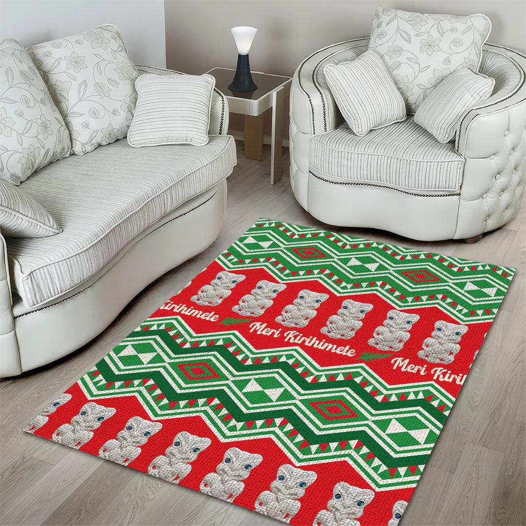 New Zealand Christmas In July Area Rug Meri Kirihimete Hei Tiki Taniko Motifs Seamless LT14 - Polynesian Pride
