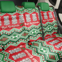 New Zealand Christmas In July Back Car Seat Cover Meri Kirihimete Hei Tiki Taniko Motifs Seamless LT14 - Polynesian Pride