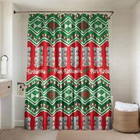 New Zealand Christmas In July Bathroom Set Meri Kirihimete Hei Tiki Taniko Motifs Seamless LT14 Shower Curtain Only Red - Polynesian Pride