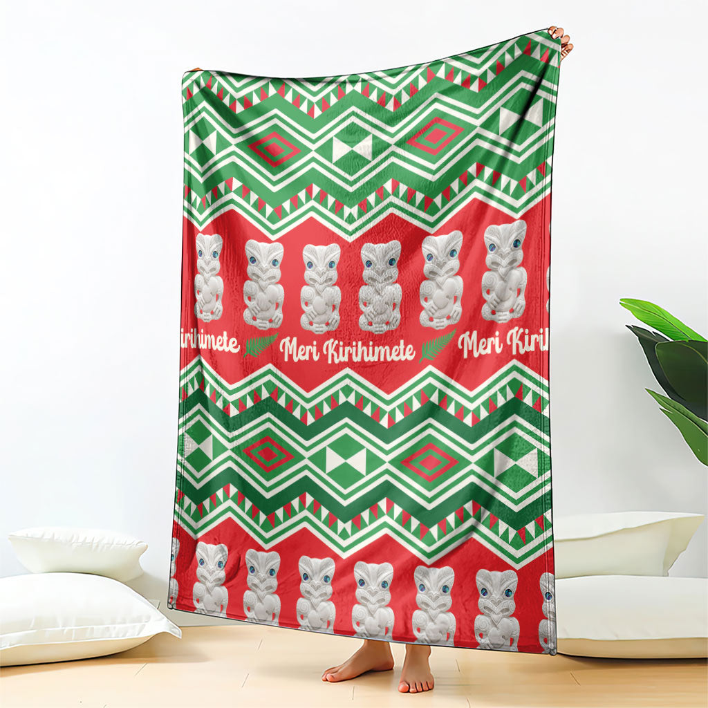 New Zealand Christmas In July Blanket Meri Kirihimete Hei Tiki Taniko Motifs Seamless LT14 - Polynesian Pride