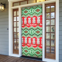 New Zealand Christmas In July Door Cover Meri Kirihimete Hei Tiki Taniko Motifs Seamless LT14 - Polynesian Pride