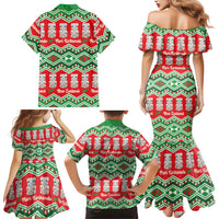 New Zealand Christmas In July Family Matching Mermaid Dress and Hawaiian Shirt Meri Kirihimete Hei Tiki Taniko Motifs Seamless LT14 - Polynesian Pride